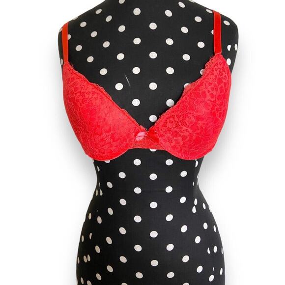 C&C California Womens Bra Sz 34C Orange Lace Padded - Picture 1 of 9